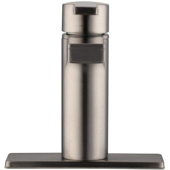 Modern Contemporary Single Hole & Handle Low-Arc Bathroom Faucet, Brushed Nickel - Picture 4 of 12